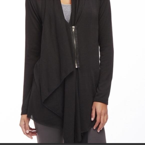 Fabletics Black Andrea Wrap Cardigan Sweater Athleisure Rayon Stretch Loungewear - Picture 2 of 8